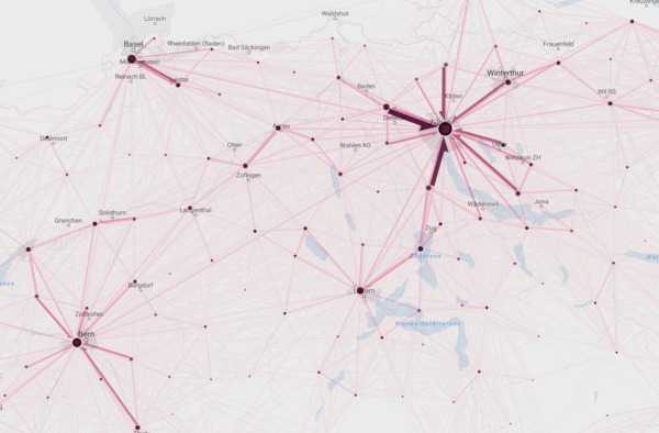 Commuters in Switzerland, Swisstopo basemap